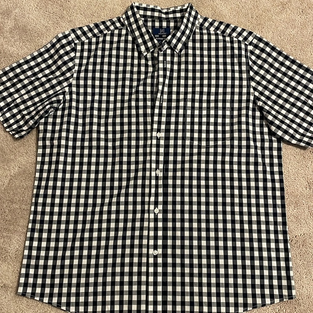 Men’s George Plaid Button Down Short Sleeve Shirt - Size Large size (42-44)